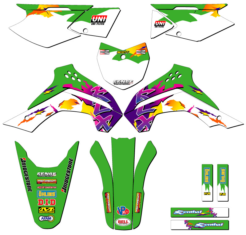 20172018 KLX 140 G THROWBACK Green Senge Graphics Complete Kit