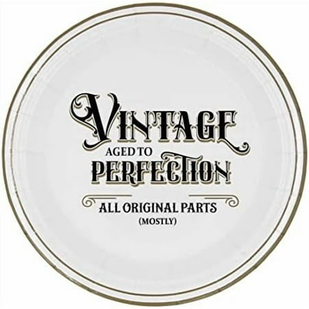 30 Count, Vintage - Aged to Perfection 7-inch Paper Party Dessert Plates for Birthday or Anniversary Parties