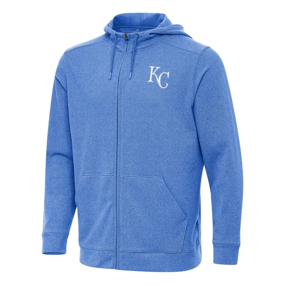 Men's Antigua Heather Royal Kansas City Royals Effortless Full-Zip Hooded Jacket