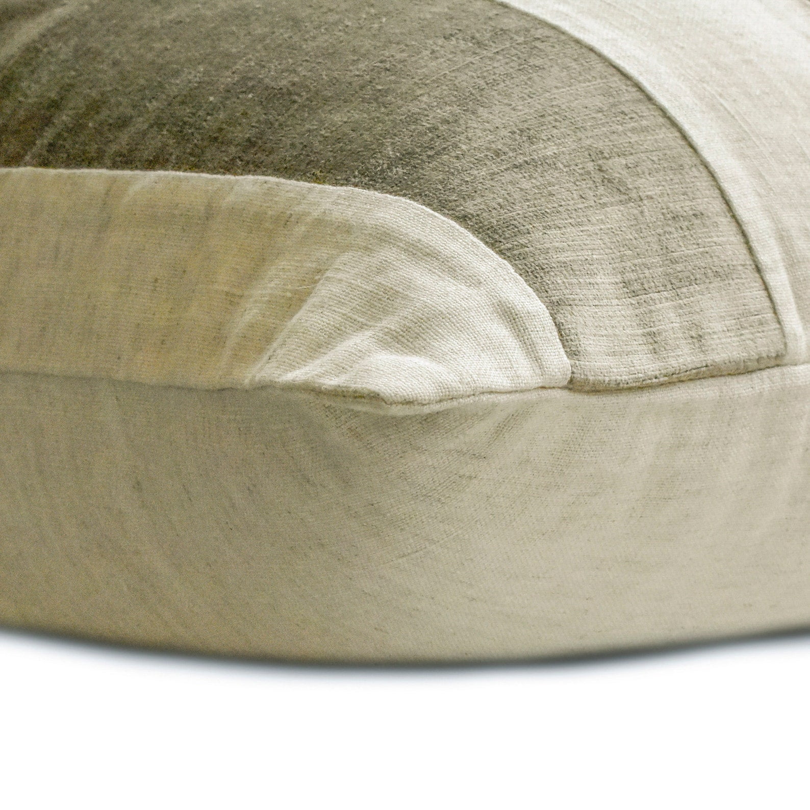 The HomeCentric Decorative Beige Pack of 2, 12"x14" (30x35 cm) Lumbar Pillow Cover, Velvet & Linen Patchwork Oblong Pillow, Striped Pattern Modern Style - Swathe Beige