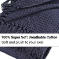 thumbnail image 5 of Shop LC Navy Blue Honeycomb Pattern Cotton Throw Super Soft with Tassels 70"X55" Gifts, 5 of 11