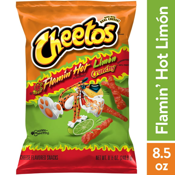 Cheetos, Crunchy Flamin' Hot Limon, Cheese Flavored Snacks, 8.5 oz Bag