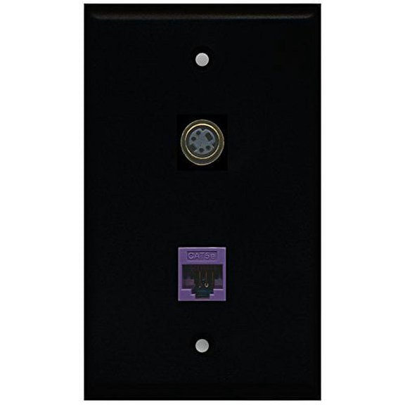 RiteAV - Black 1 Port S-Video 1 Port Cat5e Ethernet Purple Wall Plate