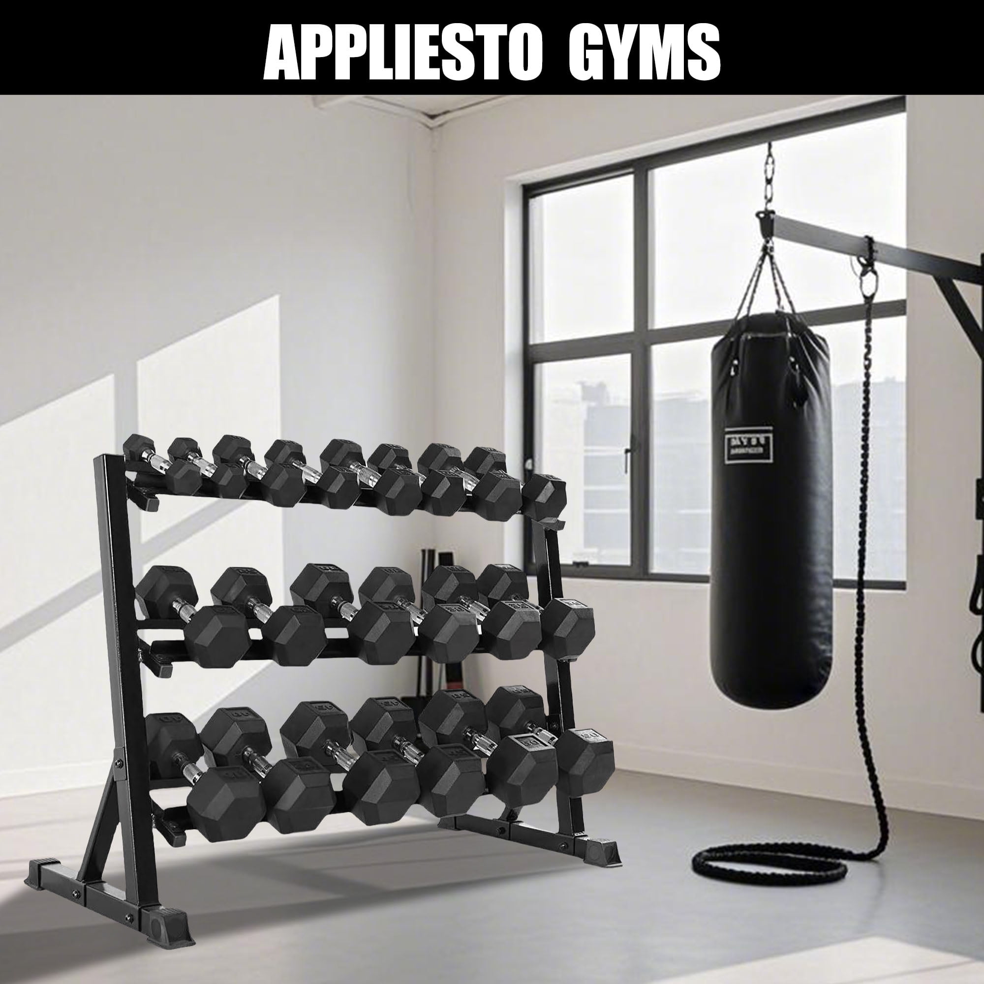 CQSXDA 3-Tier Dumbbell Rack Stand For 5-50lb Weights With 1000 lb Max Capacity Perfect For Home Gym Storage Solutions