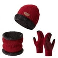 thumbnail image 2 of Women's Winter 3-Piece Set, Fleece Lined Neck Warmer Hat and Non-Slip Gloves, Thermal Cold Weather Accessories, Skiing Outdoor Set Red, 2 of 3