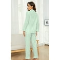 thumbnail image 2 of LYCY 100% Cotton Women Pajama Set, Soft Cute Button up Long Sleeve Sleepwear Pjs Set(Light Green,XL), 2 of 5