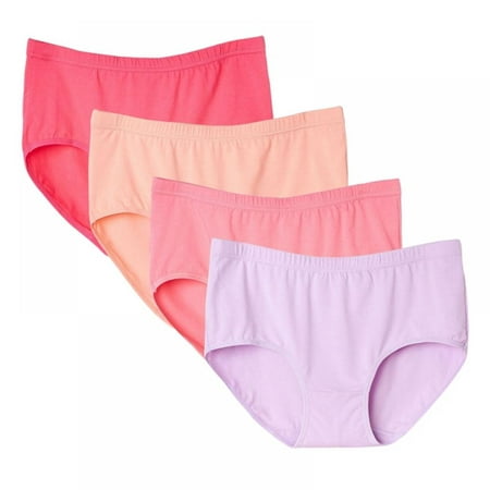 

4 Pack Women s Middle Waist Cotton Panties Soft Hipster Full Coverage Briefs Plus Size Stretch Briefs