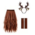 thumbnail image 5 of Gyujnb Womens Reindeer Cosplay Outfit Irregular Layered Tulle Skirt Set with Antler Headband Arm for Halloween Christmas Theme Party Role Play Fancy Dress,L, 5 of 5