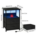 thumbnail image 6 of Tomnk Nightstands Set of 2, Bed Side Table with Charging Station, LED Night Stand with 2 Fabric Drawers, Black, 6 of 8