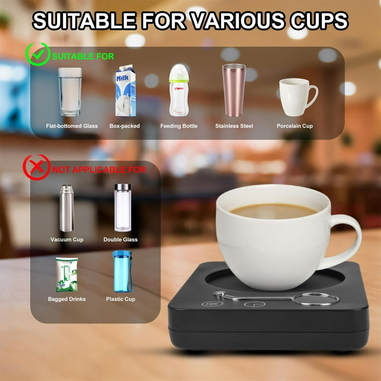 Coffee Cup Warmer, Electric Cup Warmer for Desk Office Home Use, Mug Warmer  with 3 Settings, 2-12Hours Auto Shut Off 
