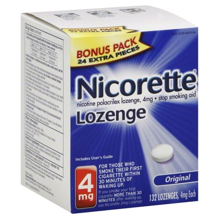 Nicorette Nicotine Uncoated Lozenge to Stop Smoking, 4mg, Original Unflavored - 108+24 Count