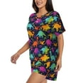 thumbnail image 2 of Bingfone Colorful Dinosaur Print Pajamas Sets for Women Soft Short-Sleeved Pjs with Lounge Shorts Two Piece Sleepwear, 2 of 8