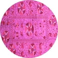 thumbnail image 1 of Ahgly Company Indoor Round Abstract Pink Modern Area Rugs, 8' Round, 1 of 4