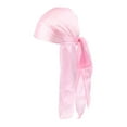 thumbnail image 1 of Gorro de cola larga sedoso para hombre, estilo musulmán, tipo bandana, para quimioterapia, sombrero pirata Rosado, 1 of 7
