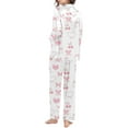 thumbnail image 2 of Womens Valentines Pajamas Set Cozy Cardigan Bow Print Casual Loose Winter Collar Long Sleeve Button Up Sleepwear Soft 2 Piece Outfits Loungewear Sets Pink L, 2 of 5