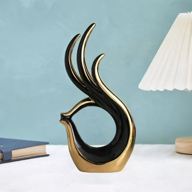 Abstract Art Ceramic Statue Ceramic Sculpture for Bedroom Centerpiece Office Black gold