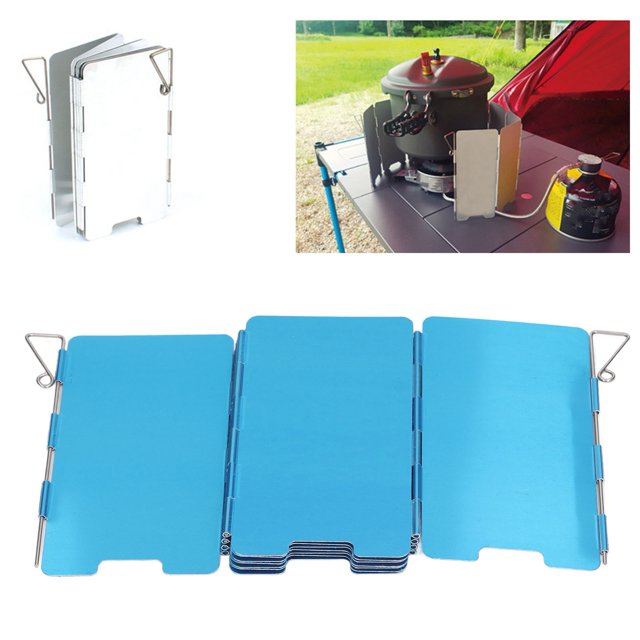 Parabrisas Plegables Para Estufa De Camping, Evita Quemaduras, Parabrisas De Aluminio Para Estufa Al Aire Libre, 9 Placas Con Bolsa De Transporte Para Acampar
