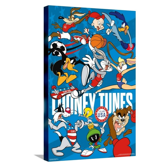Looney Tunes x Team USA - Group Canvas Wall Poster, 14.725" x 22.375"