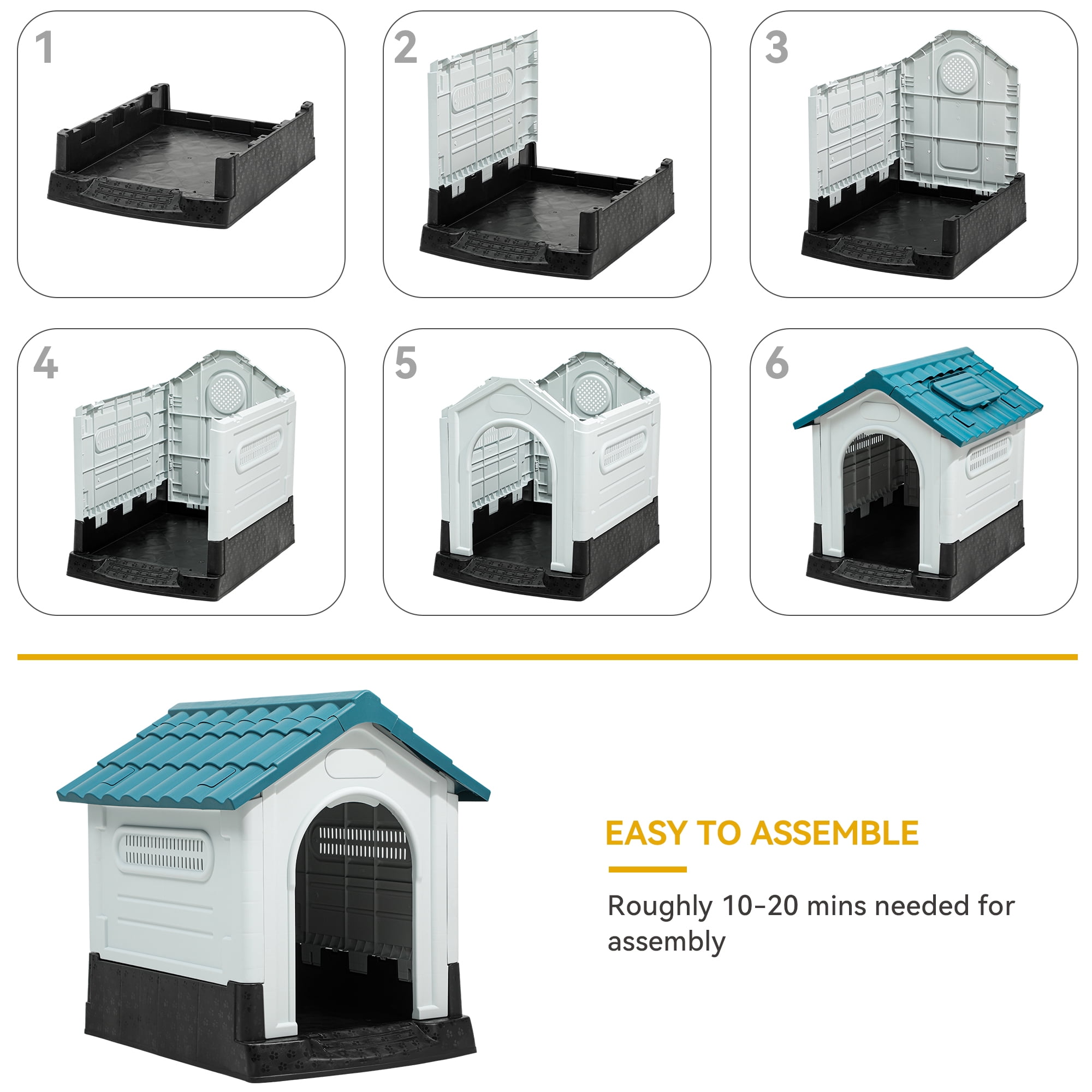 Dextrus Foldable Large Outdoor Dog House - Spacious and Functional Shelter for Your Canine (41.3"L*34.6"W*39"H) Companion for Small, Medium, and Large Dogs