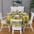 thumbnail image 2 of Highland Cow Sunflower Field Pattern Round Tablecloth 60"x60",Wrinkle Wipeable Table Cloth for Kitchen Dining Room Picnic Patio Party, 2 of 6