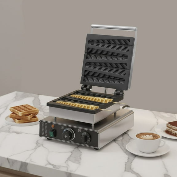 Stick Waffle Maker 1.75kw Commercial Nonstick Muffin Waffle Irons Stainless Steel Corn Hot Dog Machine Time & Temperature Control
