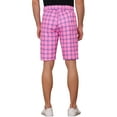 thumbnail image 3 of INSPIRE CHIC Plaid Shorts for Men's Flat Front Color Block Checked Shorts with Pockets 34 Pink, 3 of 6