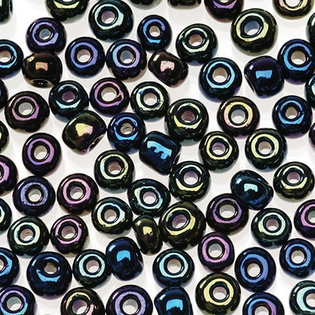 Glass Seed Beads - Black Carnival Ab - 6/0
