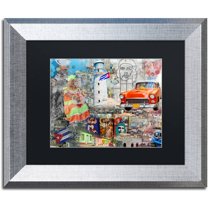 Trademark Fine Art "Red Taxi" Canvas Art by Alberto Lopez, Black Matte, Silver Frame