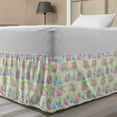 thumbnail image 1 of Luau Bed Skirt, Composition of Flowers and Leaves in Pastel Tones, Elastic Bedskirt Dust Ruffle Wrap Around for Bedding Decor, 4 Sizes, Pale Green Multicolor, by Ambesonne, 1 of 2