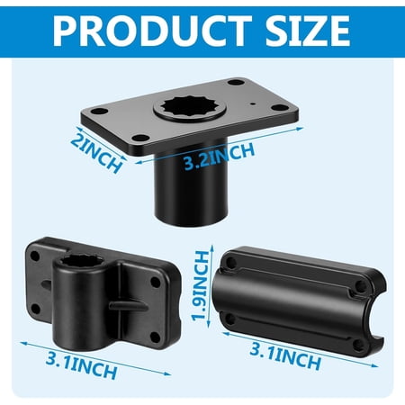 UBSWF-4 Pack Adjustable Fishing Rod Holder Deck Mount Set Boat Raft Fishing Holder Mounts Bracket with Clamp Base for Marine Fish Tackle Pontoon Kayak Gear Accessories