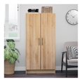 thumbnail image 3 of Pemberly Row Armoire de Rangement 32 Pouces de Haut avec Poignée en Métal Chêne Naturel, 3 of 11