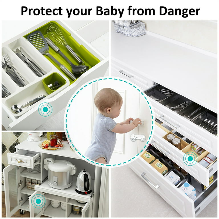 Baby Proofing Cabinet Lock with Large Adhesive Plates, No Screw No Drill  Door Locks for Kids Safety, Keyless Child Safety Strap Locks, Drawer Locks,  Fridge Lock Combination by Yeya (Black 1 Pack) 