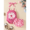 thumbnail image 4 of Baby Girls Summer Shorts Sets Sleeveless Letter Print Cami Romper Floral Shorts Headband Sets, 4 of 10