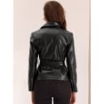 thumbnail image 4 of Chaqueta de Moto para Mujer Allegra K Cuero PU Negro S, 4 of 6