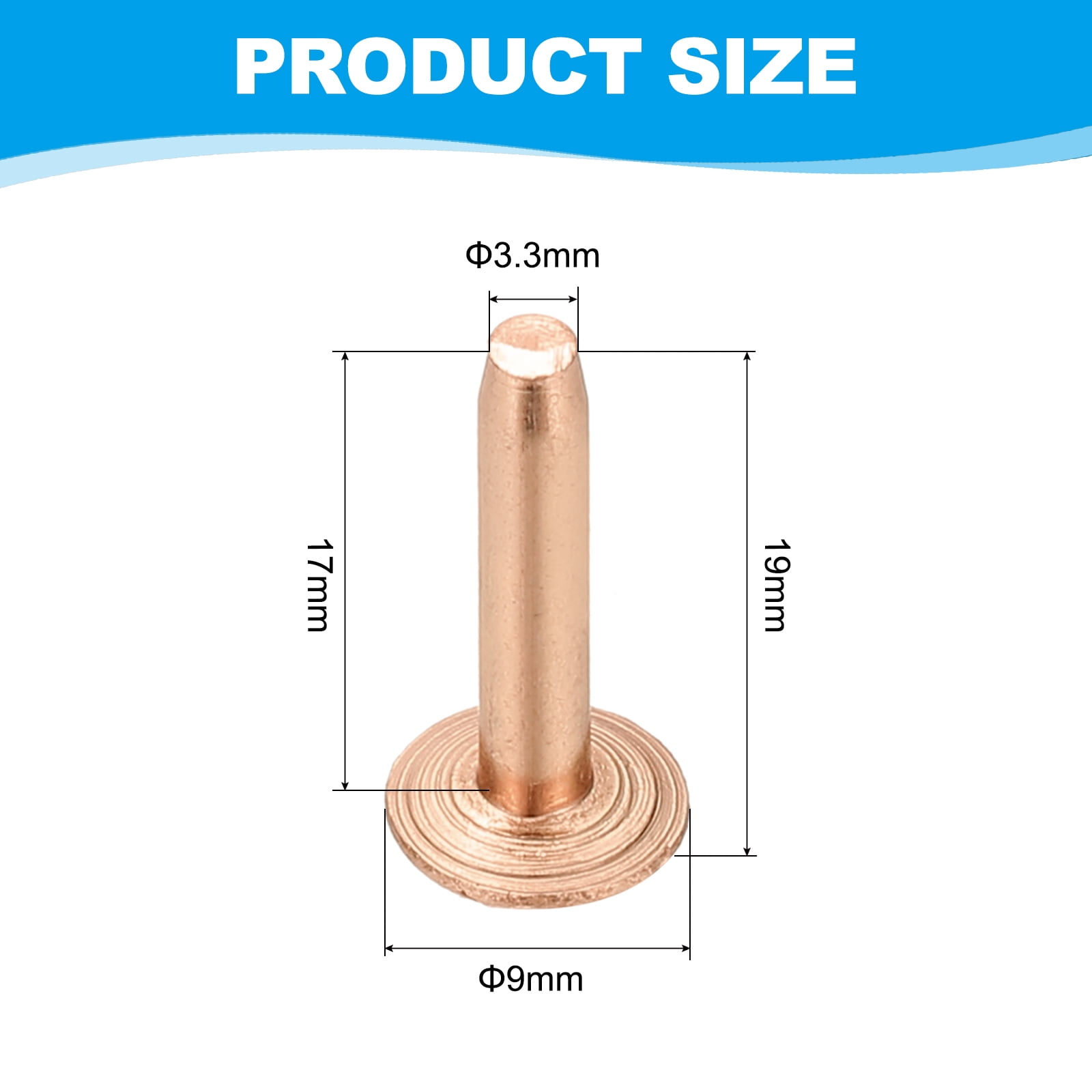 9x3.3x17mm Studs for Clothing, 100 Sets Spikes for Clothes Studs and Spikes Leather Rivets Burrs Copper Fastener Metal Screw Posts for Leather Jacket Crafting Crafts Fabric