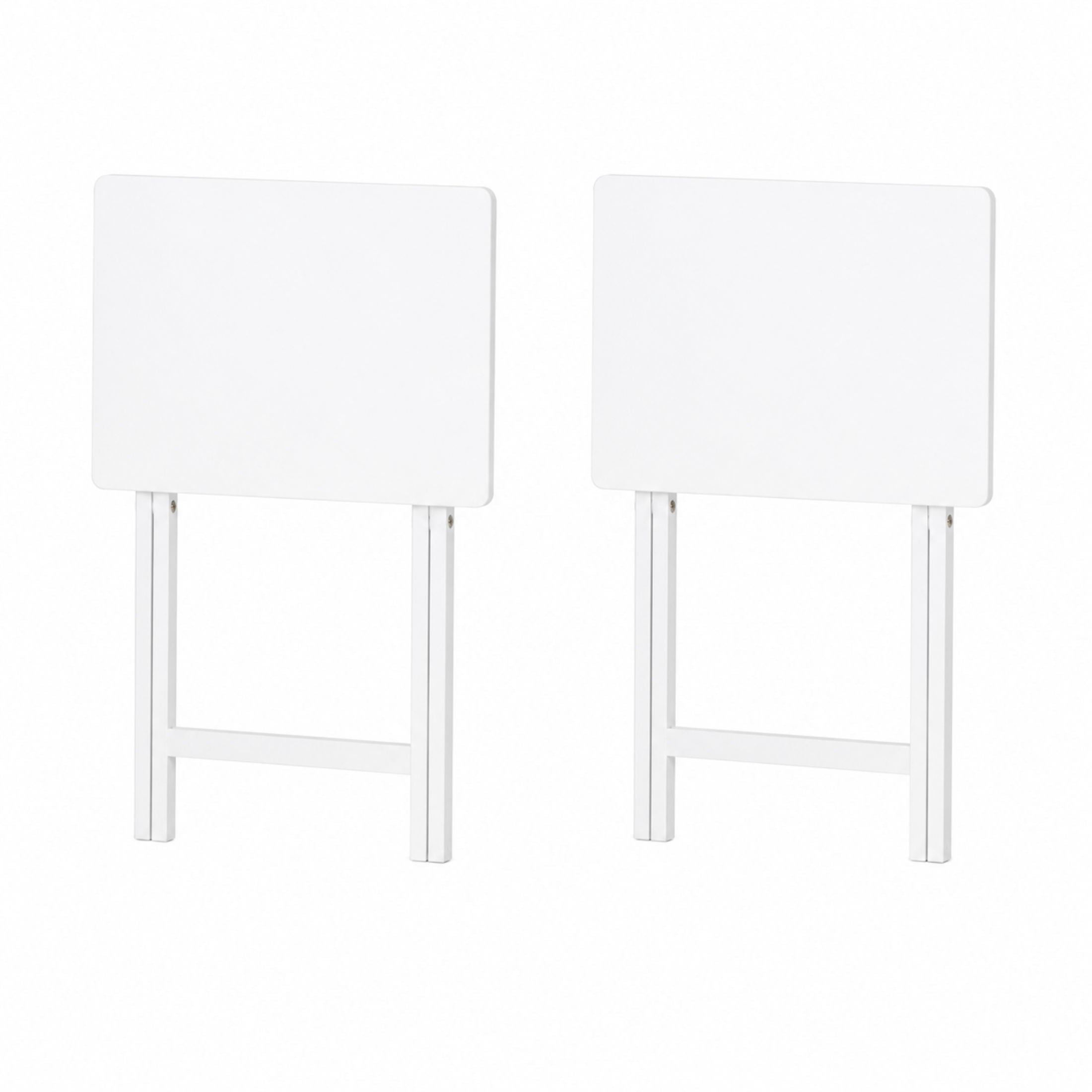 (4 pack) Mainstays Solid Rubberwood Folding TV Tray Tables, Set of 2, White