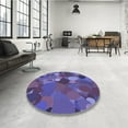 thumbnail image 4 of Ahgly Tapis Rond Lavable en Machine Intérieur Transitionnel Bleu Ardoise Moyen, 8 Pieds Rond, 4 of 7
