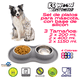 thumbnail image 4 of KE WOOW Dos platos de 400 ml, Tapete de Silicón, Doble Plato para Perro, Acero Inoxidable, Tamaño Mediano, Tazón de Croquetas para Perros, Tazon de Agua, Comedero para Gato, Color Gris KE WOOW Plato doble mediano, 4 of 9