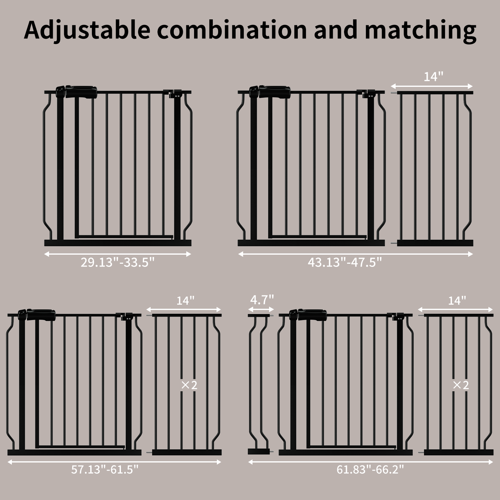 FURDEAR Extra Wide Baby Safety Gate, 56.9-65.9 Inches, Black photo 2