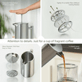 thumbnail image 3 of 800ML Stainless Steel French Press Coffee Maker, French Press with Triple Filters, French Press with Keep Warm Function and Steel Piston, 3 of 5