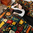thumbnail image 5 of Manfei African Abstract Full Size Bedding Sets, Tribal Full Size Bed in a Bag, Multicolor and Black, Black Reversible 7-Piece, 5 of 6