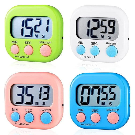 Magnetic Digital Kitchen Timers for Cooking Teachers Gym Game 4Pcs,No battery (Random Color)