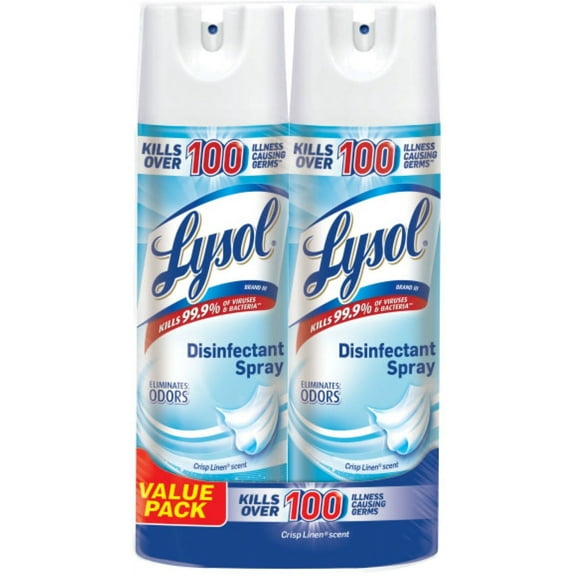 4 Pack - Lysol Disinfectant Spray, Crisp Linen, 38oz (2X19oz)