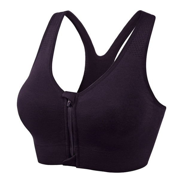 Brasier Mujer Sujetador Deportivo con Cremallera Frontal para Mujer, Top de Yoga para Correr, Transpirable, con Soporte, sin Costuras, Cómodo y para Fitness Extra Grande
