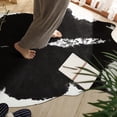 thumbnail image 6 of HOMORE Cowhide Rug, Cute Cow Print Rug for Living Room Faux Cow Hide Animal Print Carpet for Bedroom Office Table,4.6'x5.2',Black, 6 of 7