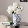 thumbnail image 3 of Blue and White Porcelain Vase Large Chinoiserie Floral Vintage Tall Blue Ceramic Vases, 3 of 7