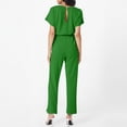 thumbnail image 4 of Huankd Womens Summer Casual Short Sleeve Pants Suit Beach Vacation Romper Belted Dressy Wedding Guest Jumpsuit Jumper Green S, 4 of 5