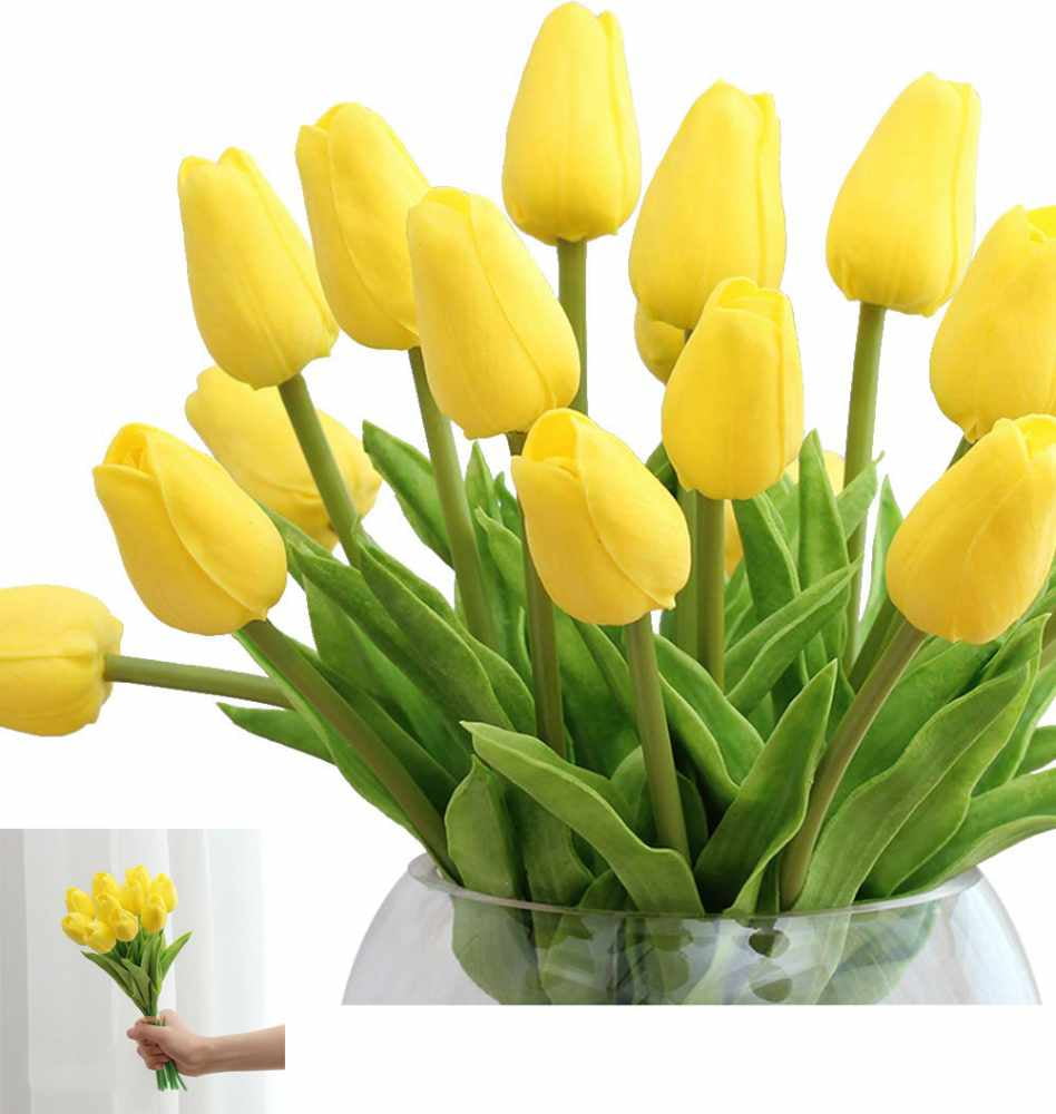 12Pcs/Set Pu Stunning Holland Tulip Flower Real Touch Artificial Silk