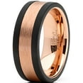 thumbnail image 2 of Metal Masters Mens Tungsten Wedding Band Ring Rose Goldtone Carbon Fiber Edges 8mm, 2 of 5