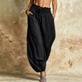 thumbnail image 6 of Womens High Waist Harem Pants Casual Solid Color Loose Fit Baggy Lantern Long Pants with Pockets, 6 of 6